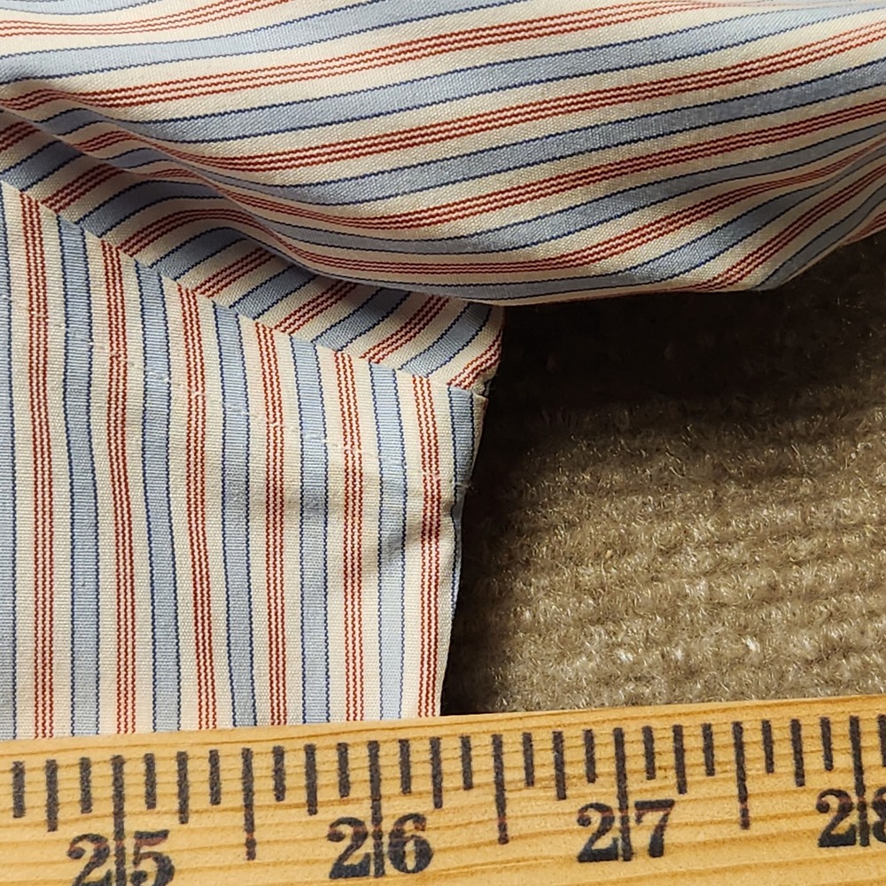 Brooks Brothers Dress Shirt Mens 17 35 Blue Orange Striped Non-Iron Cotton - Picture 4 of 7